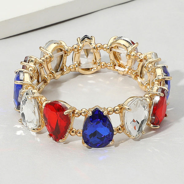 USA Teardrop Glass Stone Bracelet