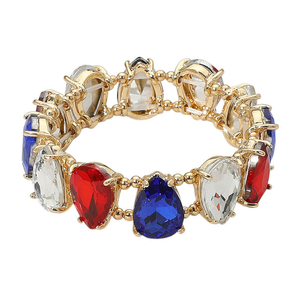 USA Teardrop Glass Stone Bracelet