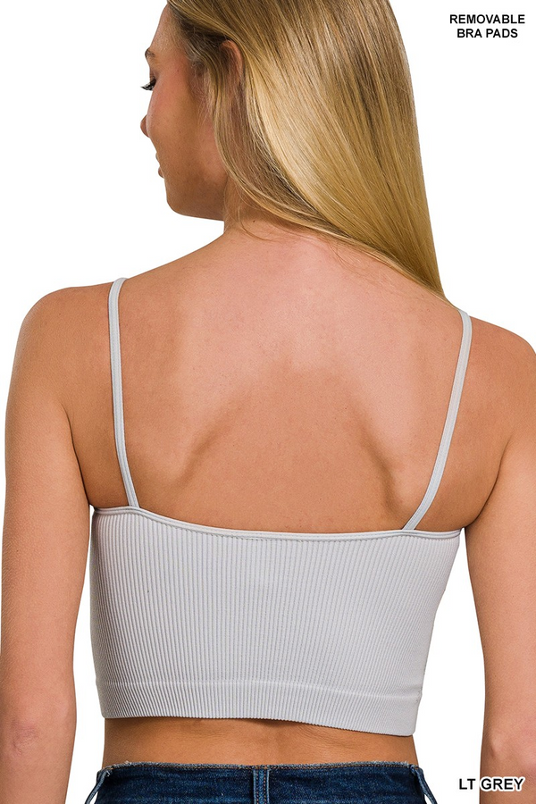 Ribbed Seamless Cropped Cami With Bra Pads