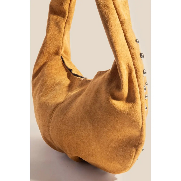 Metallic Studded Suede Hand Bag