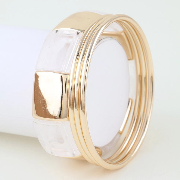 White Tortoise & Gold Bracelet Set