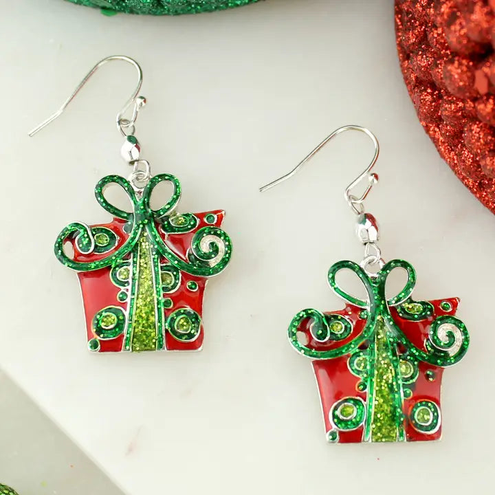 Wrapped In Christmas Earrings