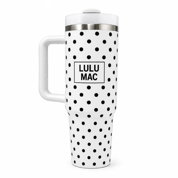 Lulu MAC White/Black Dot Tumbler