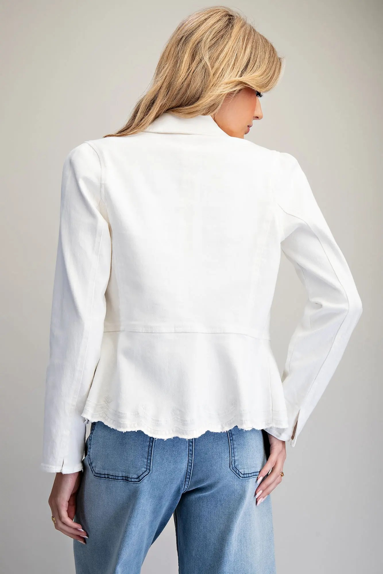 Button Down Scallop Hem Jacket