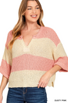 Split Neck Stripe Sweater