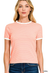Striped Contrast Trim Tee