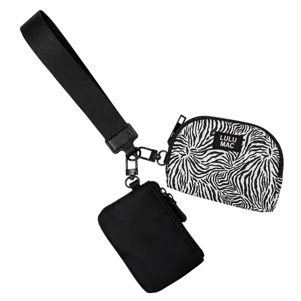 LULU MAC Zebra Double Pouch Wristlets