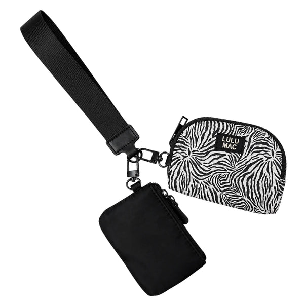LULU MAC Zebra Double Pouch Wristlets